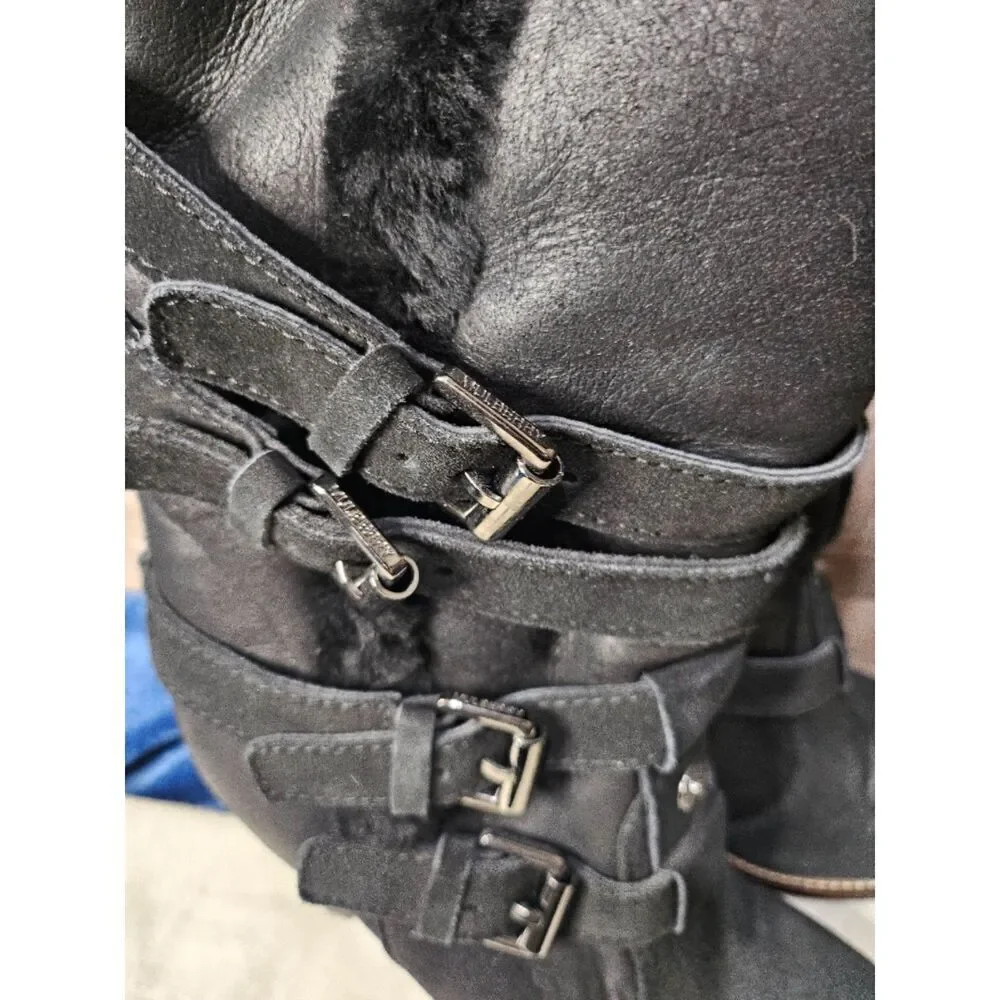 Mulberry Heeled Fur Leather Boots 36.5 US 6.5 7 - Picture 4 of 8